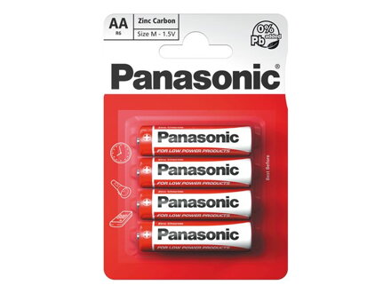 Baterie R6 (AA) Red  zinkouhlíková, PANASONIC 4BP
