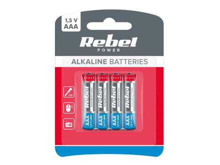 Batéria AAA LR03 alkalická REBEL 4 ks/bl.