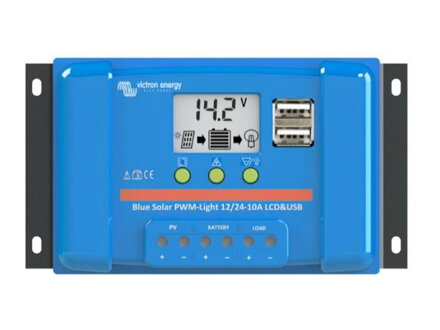 Solárny regulátor PWM BlueSolar 10A LCD & USB 12V / 24V