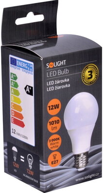 Solight LED žárovka, klasický tvar, 12W, E27, 3000K, 270°, 1010lm