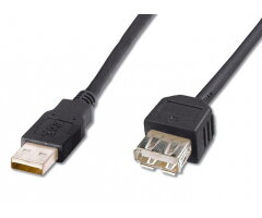  PremiumCord USB 2.0 kabel prodlužovací, A-A, 20cm černá 