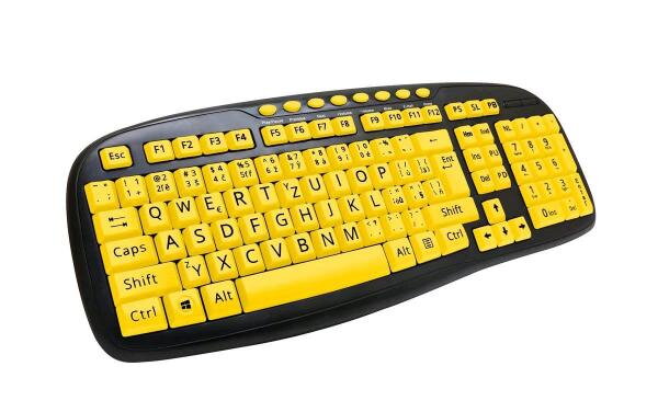 C-TECH klávesnice KB-103MS, kontrastní, černo-žlutá, multimediální, USB