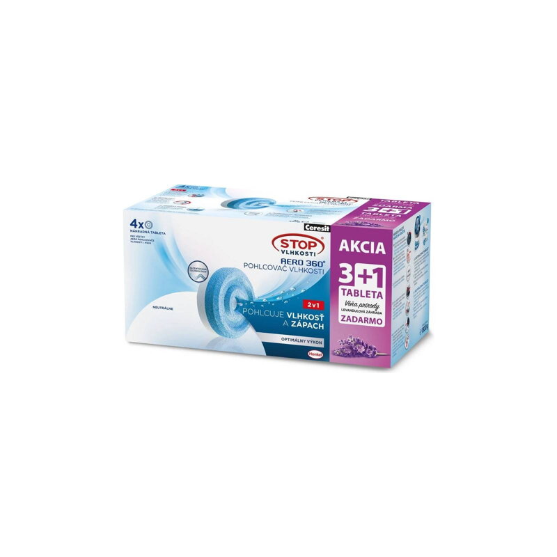 Ceresit 2629135 STOP VLHKOSTI AERO 360° náhradné tablety 2v1, 3x neutrálna tableta + 1x levanduľová