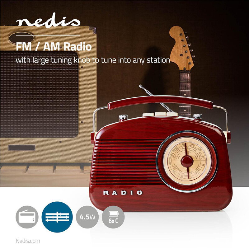 Rádio AM/FM s retro dizajnom, hnedé