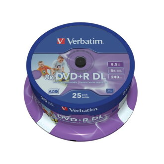 VERBATIM DVD+R 8,5GB 8x DoubleLayer PRINTABLE 25ks