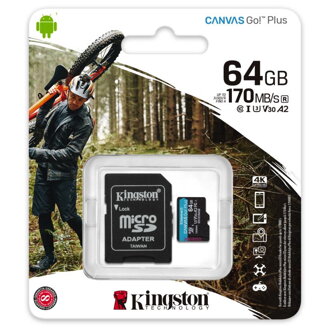KINGSTON Micro SDXC CANVAS GO! Plus 64GB +adapt