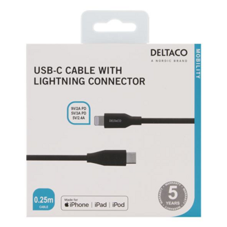 DELTACO USB Type C/Lightning 0,25m IPLH-301M