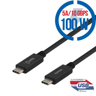 DELTACO USBC-1402M, Kábel USB-C/USB-C, 100W, 1m