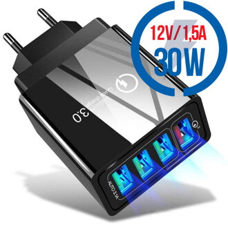 MANTA Ke-Ke-QC-04, 4x USB nabíjačka, QC 3.0
