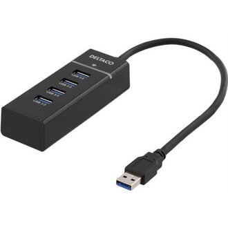 DELTACO UH-475, USB Hub, 4x USB Type A, čierny