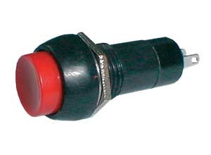 Přepínač tlačítko kul.  ON-OFF 250V/1A červené