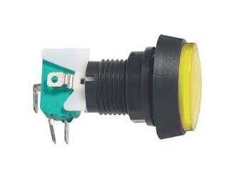 Přepínač tlačítko kul. ON-(ON) 250V/10A s mikrospínačem žluté