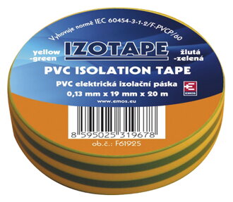 Izolační páska PVC 19/20m  zelenožlutá
