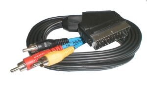 Kábel Scart - 3 x CINCH konektor + prepínateľný 1,5m