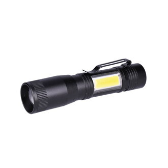 Svítilna SOLIGHT LED kovová 3W + COB, 150 + 60lm, AA, černá, WL115