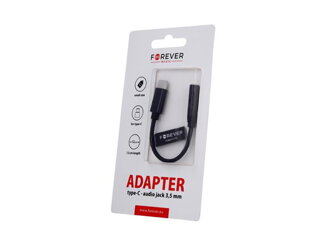 Adaptér USB-C na JACK 3,5mm (pre počúvanie hudby) FOREVER BLACK