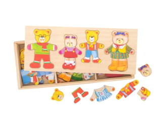 Detské oblékací puzzle BIGJIGS TOYS Medvedí rodinka drevené