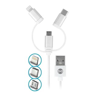 Kábel Forever USB 3v1 1m White