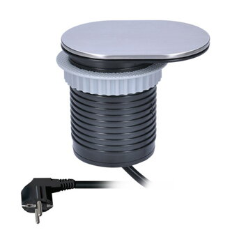 Zásuvka Solight vstavaná oválny kryt z brúseného hliníka, predlžovací prívod 1,9 m, USB 2400mm