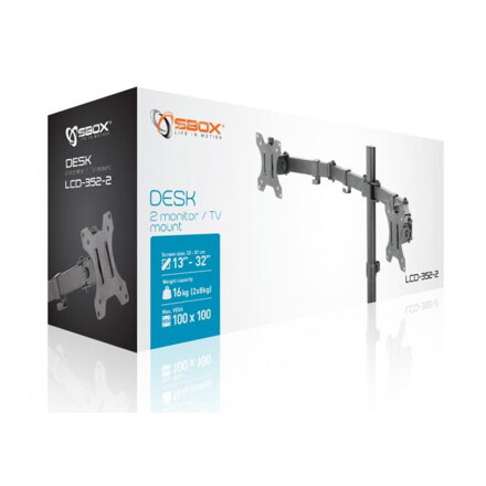 SBOX Desktop mount for 2 monitors LCD-352/2