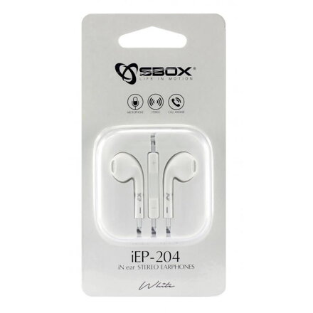 SBOX iEP-204W, Slúchadlá do uší s mikr. Biele