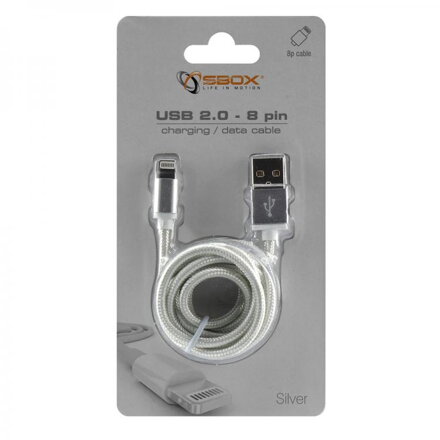 SBOX IPH7-S Apple Lightning/USB-A strieborný 1,5m