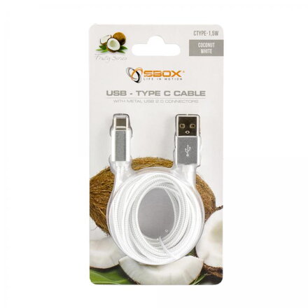 SBOX USB-TYPEC-15W Kábel USB 2.0/TypeC 1,5m biely