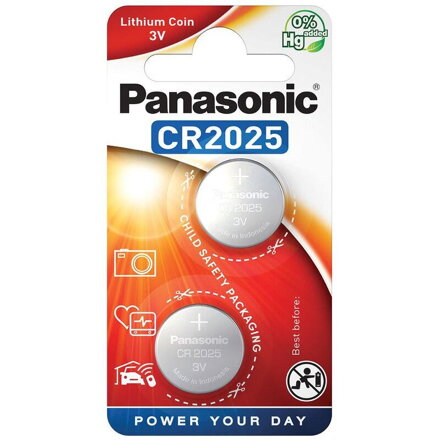 PANASONIC Lithium, Batérie, CR2025, 3V, 2ks