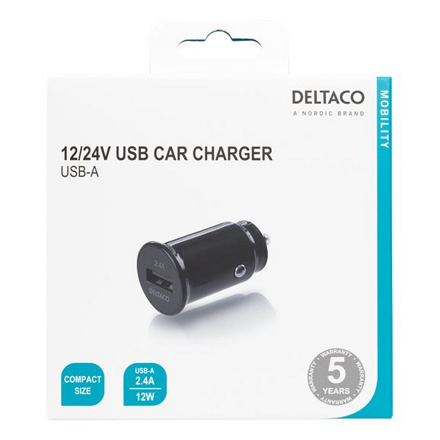 DELTACO USB-CAR123, Autonabíjačka 1x USB 2.0, či