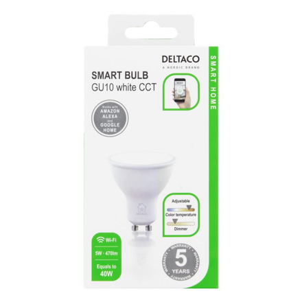 DELTACO SH-LGU10W, SMART Led žiarovka, GU10