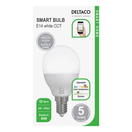 DELTACO SH-LE14G45W, SMART Led žiarovka, E14