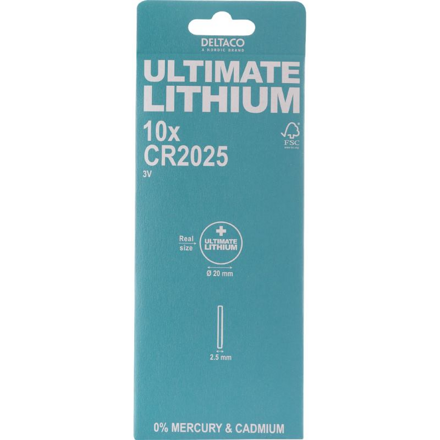 DELTACO Ultimate, Batéria LITHIUM CR2025, 10ks