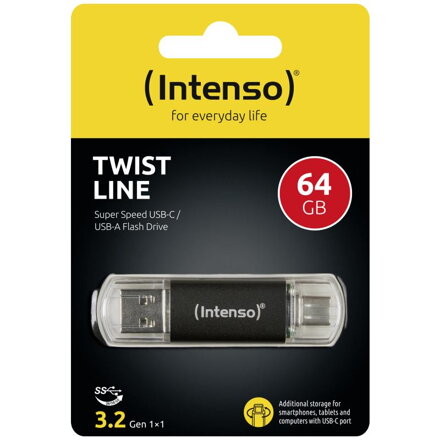 INTENSO Twist Line, USB-C/USB-A, USB Kľúč, 64GB