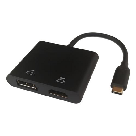 DELTACO Adaptér USB Type C/HDMI, DP, čierny