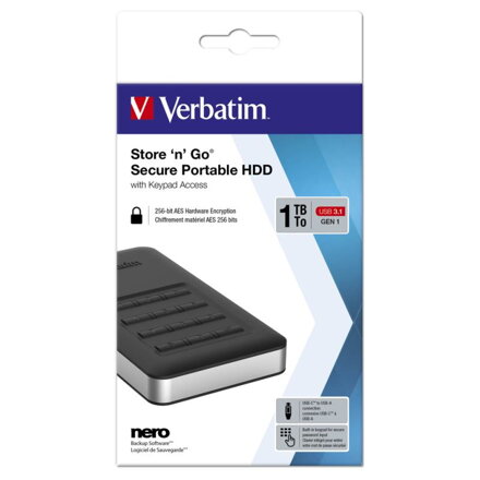VERBATIM Store 'n' Go 2,5" Secure HDD 1TB USB 3.1