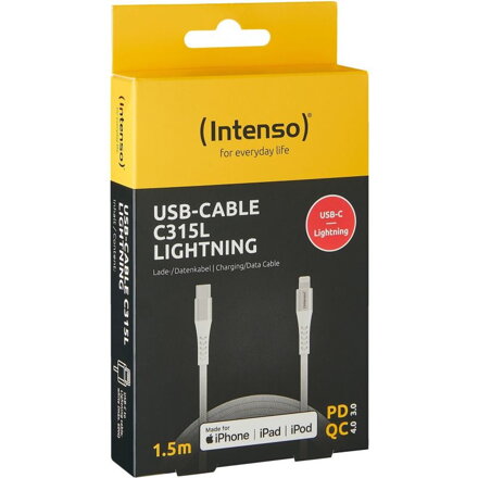 INTENSO C315L, Kábel, USB C - Lightning,1,5m,biely