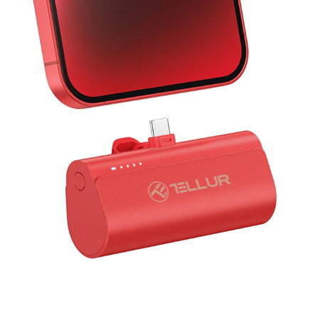 TELLUR PD202, 5000mAh Powerbank, 1x USB C, red