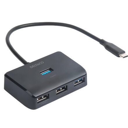 DELTACO USBC-HUB203, USB Type C Hub 4x USB A