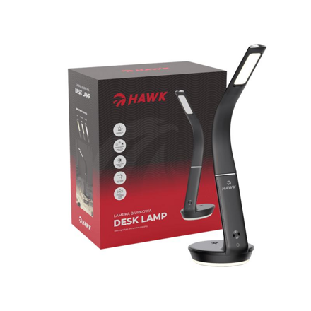 HAWK Nočná LED lampa 3,5W, čierna s nabíjanim 10W