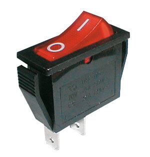 Přepínač kolébkový    2pol./2pin  ON-OFF 250V/15A červený