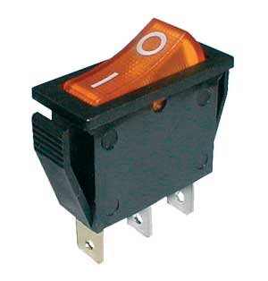 Přepínač kolébkový    2pol./3pin  ON-OFF 250V/15A pros. žlutý