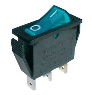 Přepínač kolébkový    2pol./3pin  ON-OFF 250V/15A pros. modrý