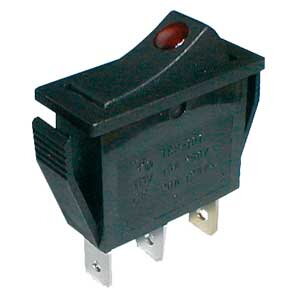 Přepínač kolébkový    2pol./3pin  ON-OFF 250V/15A prosv. bod R