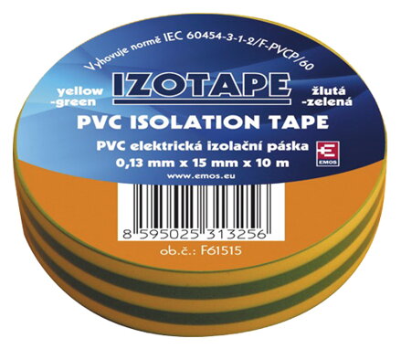 Izolační páska PVC 15/10m  zelenožlutá