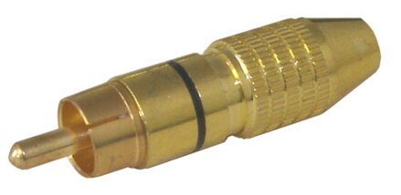 Konektor CINCH kabel kov zlatý  pr.6mm černý