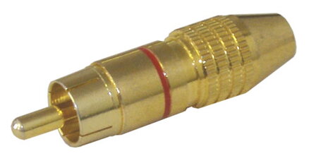 Konektor CINCH kabel kov zlatý  pr.6mm červený