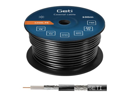 Koaxiálny kábel Geti 125AL PE (100m cievka)