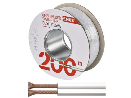 Dvojlinka netienená 2x0,15mm biela, 200m