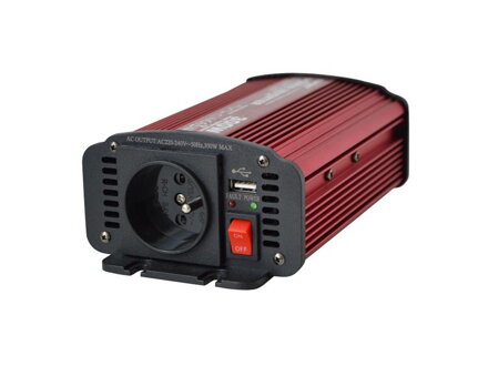 Měnič 24V/230V+USB 300W,modifikovaná sinus