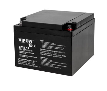 Baterie olověná  12V/28Ah VIPOW bezúdržbový akumulátor